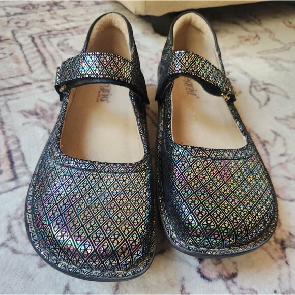 Alegria Women's Sz. 39 Belle Diamonds Forever Leather Mary Jane Clogs - Picture 2 of 7